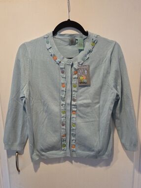 HWR Monogram Anthropologie Button Detailed Cardigan L NWT